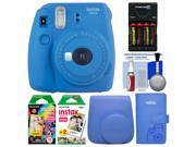 Fujifilm Instax Mini 9 Instant Film Camera (Cobalt Blue) with Case + Photo Album + 20 Twin & 10 Rainbow Prints + Batteries & Charger + Cleaning Kit