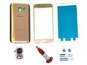 OEM Samsung Galaxy S7 GOLD Front Outer Glass Lens Screen Back Glass Battery Door Housing Camera Flash Lens Cover Adhesive UV LOCA Glue Full LCD Digitizer Repair