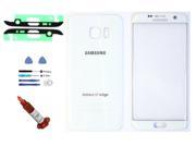OEM Samsung Galaxy S7 Edge White Pearl Front Outer Glass Lens Screen Back Glass Battery Door Cover Adhesive UV LOCA Glue Full LCD Digitizer Repair Kit Replaceme