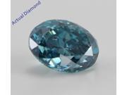 Oval Cut Loose Diamond 2.84 Ct Ocean Blue Color Irradiated SI2 Clarity Enhanced