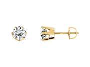 Round Diamond Stud Earrings 14k Yellow Gold 2.06 Ct F G Color I1 SI3 Clarity