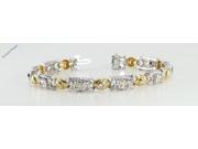 14k Two Tone Gold Oval Millennial Sunrise Limited Edition Round Cut Bezel Setting Diamond Bracelet 5.1ct I J SI VS