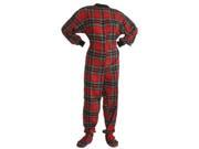 Big Feet Pjs Red Black Cotton Plaid Flannel Adult Footie Footed Pajamas