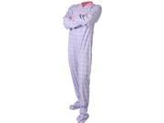 Baby Blue Pink Plaid Cotton Flannel Adult Footie Footed Pajamas loungwear W Drop Seat