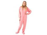 Pink Micro Polar Fleece Adult Footie Footed Pajamas Loungewear W Drop Seat