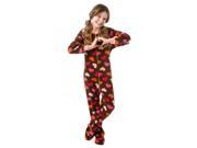 Brown w Hearts Fleece Kids Children Footie Footed Pajamas Sleeper