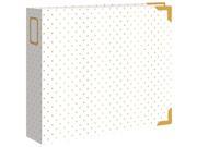American Crafts Leather D Ring Album 12 X12 Cream W Gold Foil Dots