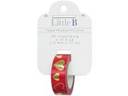 Little B Decorative Foil Tape 15Mmx10m Gold Foil Hearts On Red