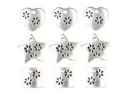 Jewelry Basics Metal Charms Silver Hearts Stars Squares 9 Pkg