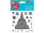 Papermania Folk Christmas Clear Stamps 4 X4 Tree