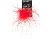 Ostrich Feather Hair Clip Red