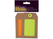 Papermania Neon Pocket Tags 4 Pkg Yellow Orange