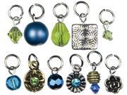 Jewelry Basics Metal Charms Aqua Glass Metal Bead Cluster 11 Pkg