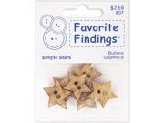 Favorite Findings Wood Buttons Simple Stars 6 Pkg