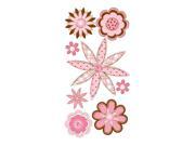 Essentials Dimensional Stickers 2.75 X6.75 Sheet Pink Brown Sketch Flowers