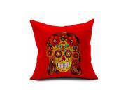 Halloween Skull Cotton Linen Throw Pillow Case Cushion Cover Home Sofa Decor 18 x 18