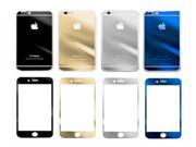 1 set 1pcs front 1pcs back Colored Electroplated Premium Tempered Glass Screen Protector for iPhone 6 Plus 5.5 Inch Silver color