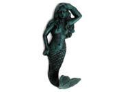 Mermaid Wall Hook Cast Iron Antique Green