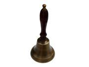 Old Antique Brass Wood Teachers Hand Desk School Bell