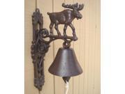 Moose Elk w Antlers Dinner Bar Bell Rustic Cast Iron