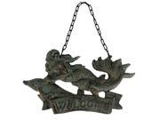 Mermaid Welcome Sign Rustic Brown Nautical Cast Iron Beach Plaque