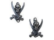 2 Pirate Jolly Roger Shaped Wall Mount Rifle Pistol Sword Hanger Hooks