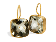 Green Amethyst Gold Plated Sterling Silver Earrings