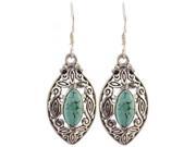 Tibetan Turquoise Sterling Silver Earrings with Lattice
