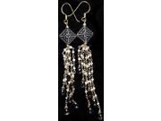 Pearl and Faceted Smoky Quartz Shower Earrings