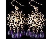 Faceted Amethyst Sterling Silver with Gold Plate Earrings