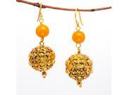 Brass Gold Plate Earrings with Glass Beads