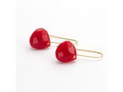 Brass Earrings with Coral Glass Bead
