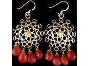 Faceted Carnelian Gold Plated Earrings