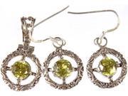 Faceted Peridot Gemstone Sterling Silver Necklace and Matching Earrings