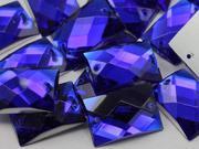 14x10mm Blue Sapphire CH09 Rectangular Flat Back Sew On Beads for Crafts 70 Pieces
