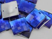 18mm Blue Sapphire CH09 Square Flat Back Sew On Beads for Crafts 25 Pieces
