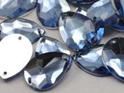 18x13mm Blue Sapphire Lt. CH02 Teardrop Flat Back Sew On Beads for Crafts 50 Pieces