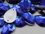 18x13mm Blue Sapphire CH09 Teardrop Flat Back Sew On Beads for Crafts 50 Pieces