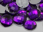 18mm Purple CH05 Round Flat Back Sew On Beads for Crafts 30 Pieces
