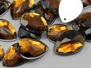 18x13mm Brown CH25 Teardrop Flat Back Sew On Beads for Crafts 50 Pieces