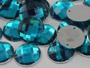 18mm Blue CH24 Round Flat Back Sew On Beads for Crafts 30 Pieces