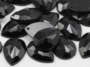 18x13mm Jet Black CH37 Teardrop Flat Back Sew On Beads for Crafts 50 Pieces