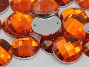 10mm Orange Hyacinth CH08 Round Flat Back Sew On Beads for Crafts 100 Pieces