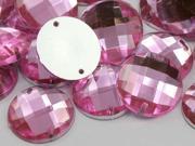 14mm Pink Lt. CH13 Round Flat Back Sew On Beads for Crafts 50 Pieces