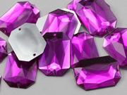 18x13mm Purple Fuchsia CH21 Octogon Flat Back Sew On Beads for Crafts 50 Pieces