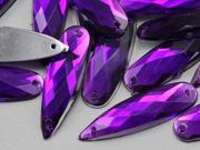 28x8mm Purple CH05 Teardrop Flat Back Sew On Beads for Crafts 30 Pieces