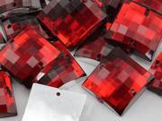 18mm Red Ruby CH17 Square Flat Back Sew On Beads for Crafts 25 Pieces