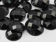 14mm Jet Black CH37 Round Flat Back Sew On Beads for Crafts 50 Pieces