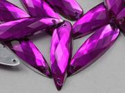 28x8mm Purple Fuchsia CH21 Teardrop Flat Back Sew On Beads for Crafts 30 Pieces