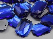 14x10mm Blue Sapphire CH09 Octogon Flat Back Sew On Beads for Crafts 72 Pieces